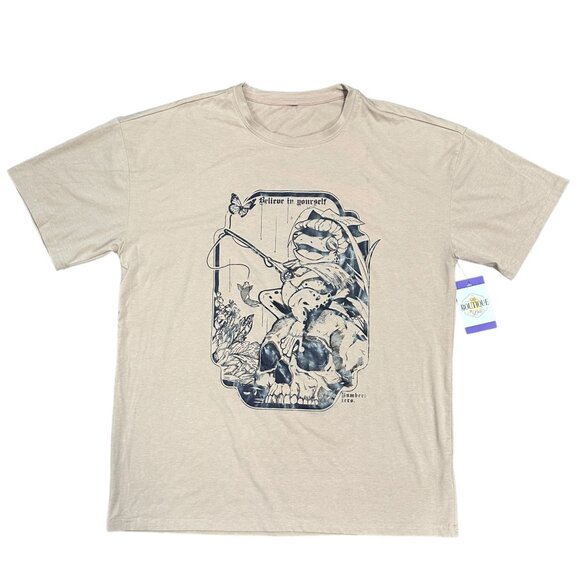 Unbranded Mens L Believe in Yourself Graphic Print Tshirt Frog Skull Crew Neck - Picture 9 of 9